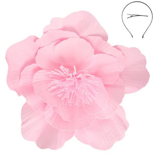 ANB FLW3086 PINK CAMELLIA  FLOWER FASCINATOR