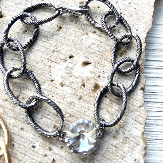 VBC br 24035 Chunky LINKS Gunmetal CRYSTAL SWK